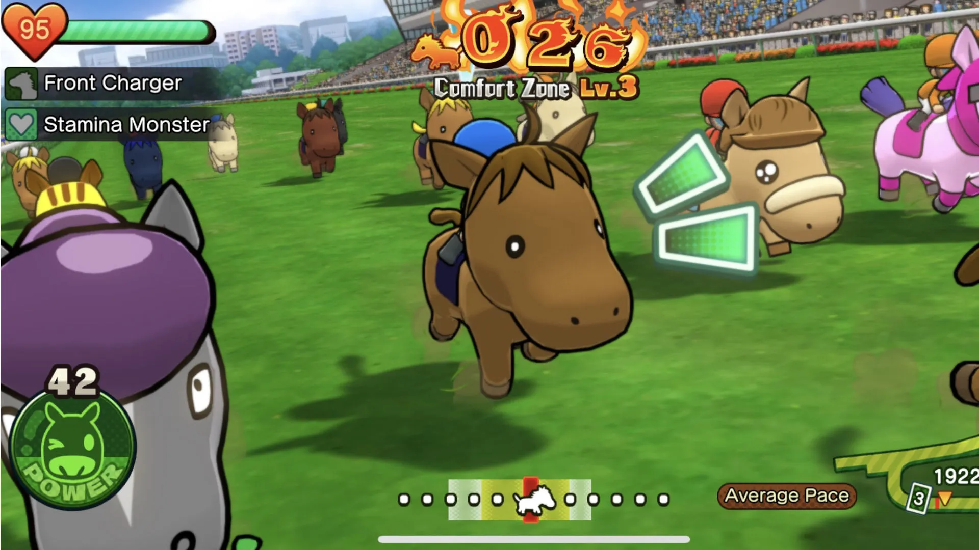 A horse charging in a race from Solitaire Grand Harvest for best single-player games guide