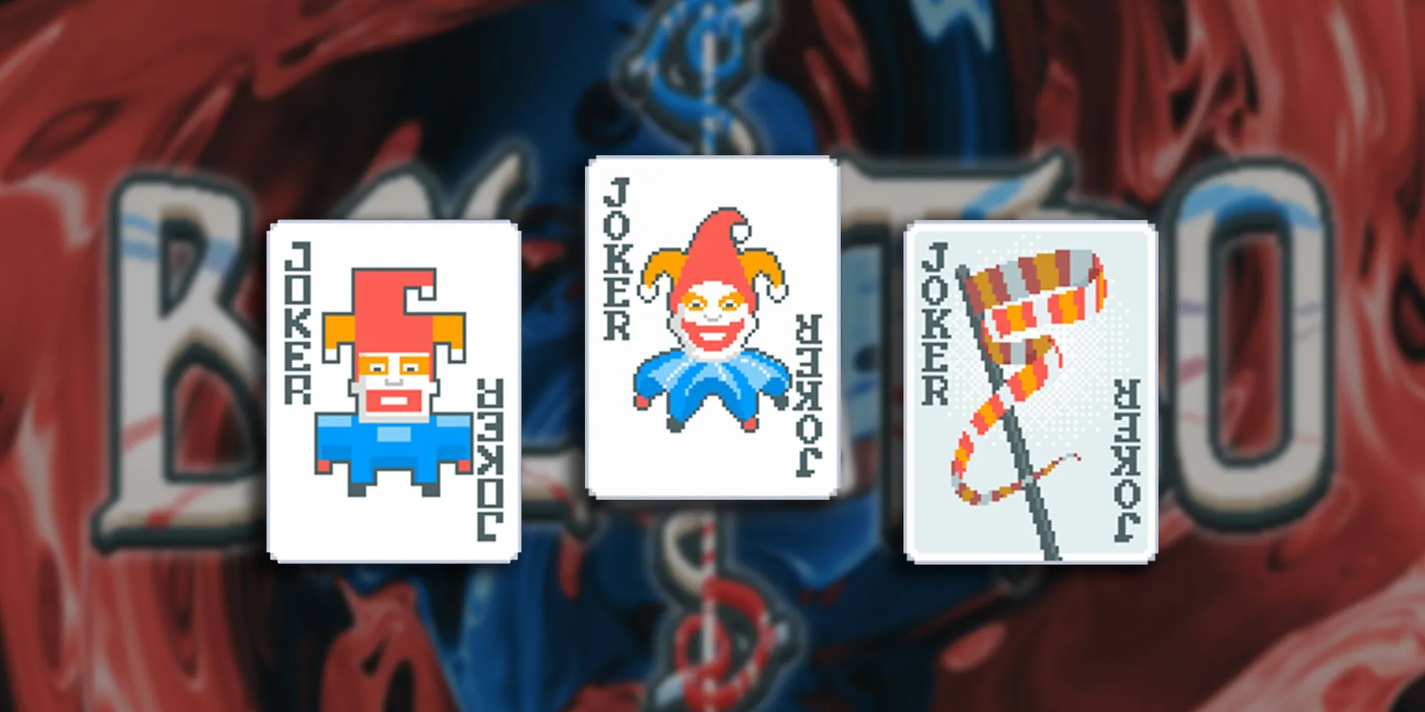 square joker, normal joker, and banner joker cards